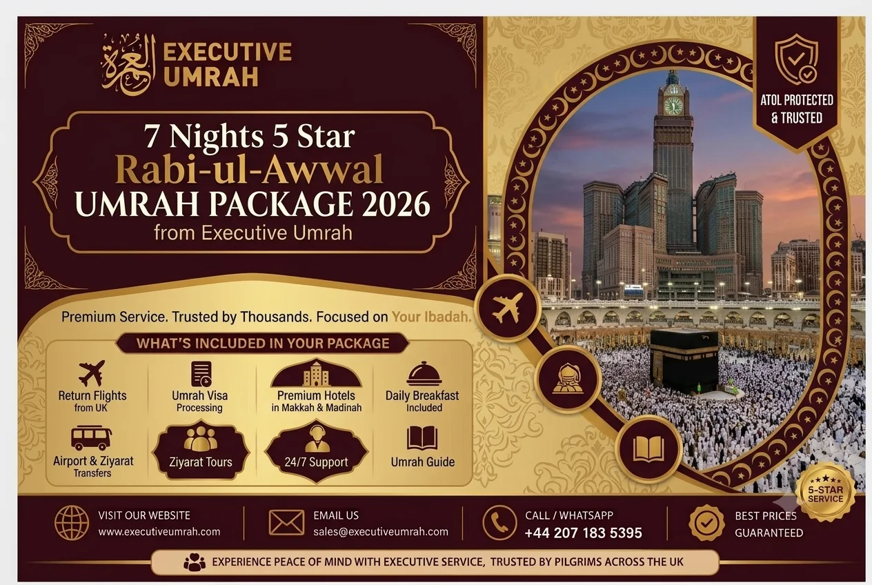 10 Nights 5 Star Rabi Ul Awwal Umrah Package