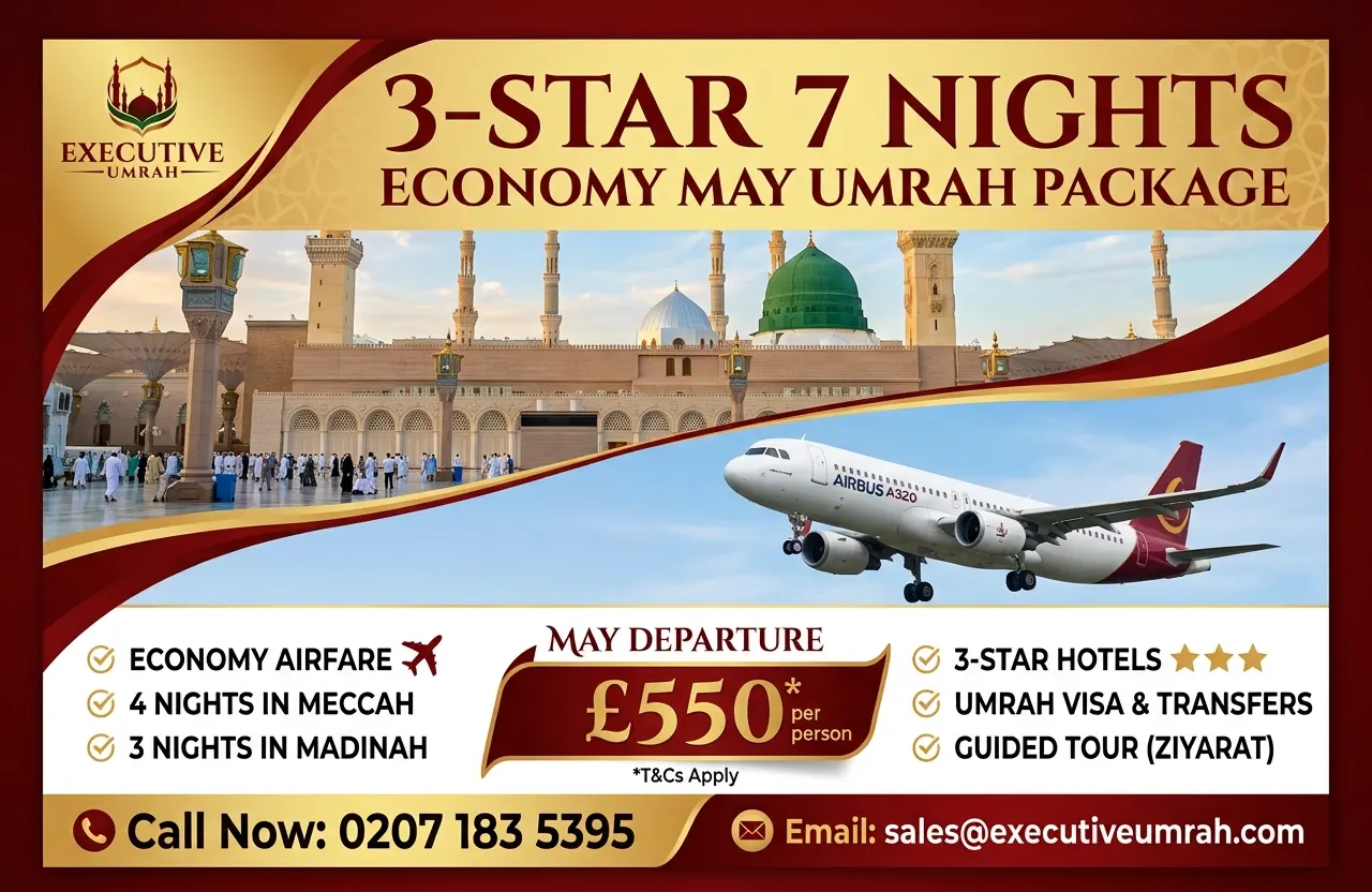 3 Star 7 Nights Economy May Umrah Package