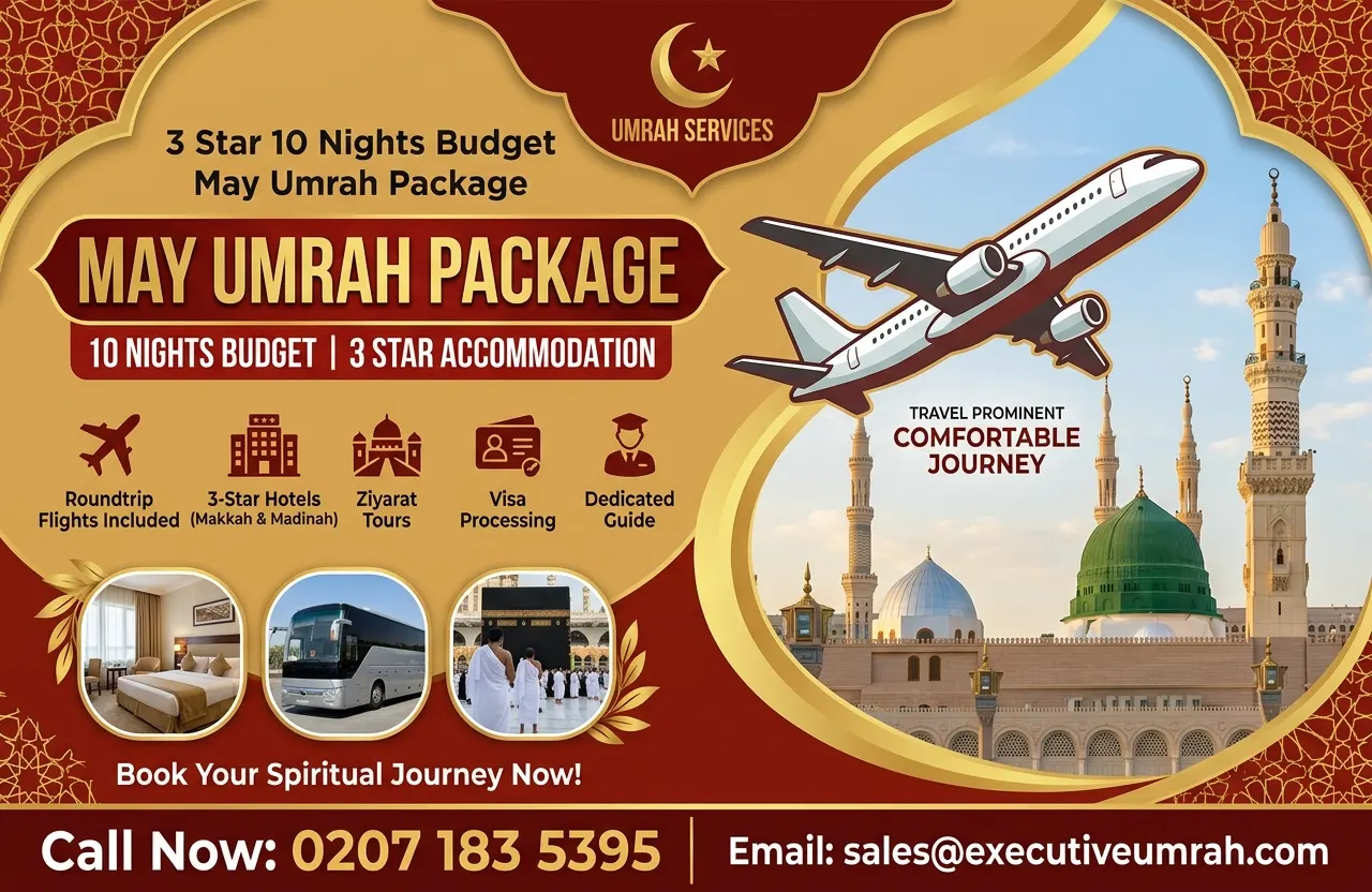 3 Star 10 Nights Budget May Umrah Package