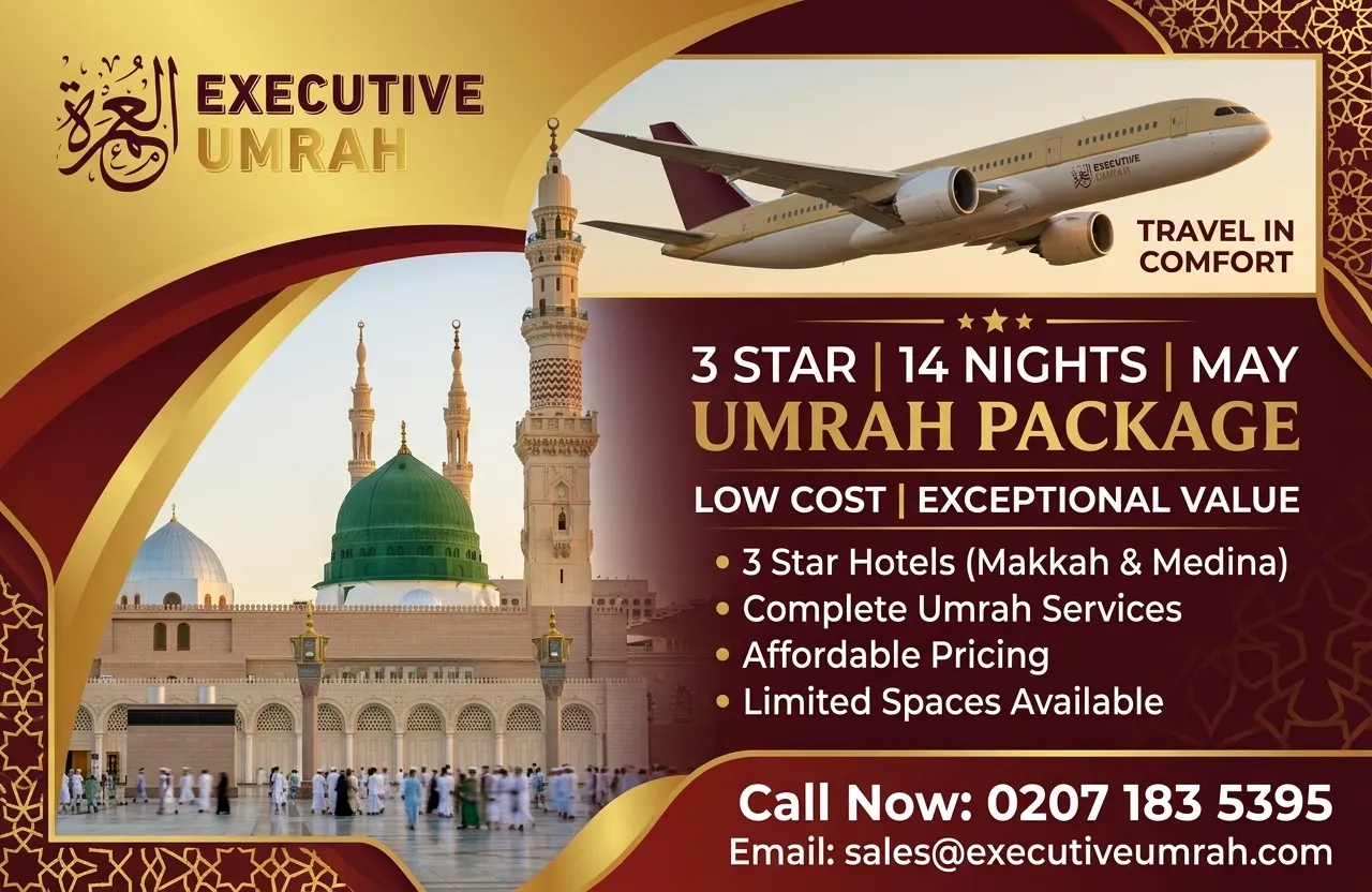 3 Star 14 Nights Low Cost May Umrah Package